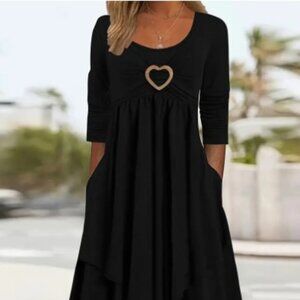 Plus Size Flattering Warm Long Sleeve Dress with Romantic Heart Detail Size 5X
